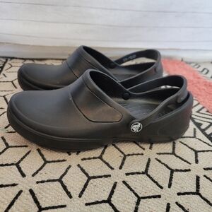 CROCS MERCY WORK BLACK CLOGS, SZ 7